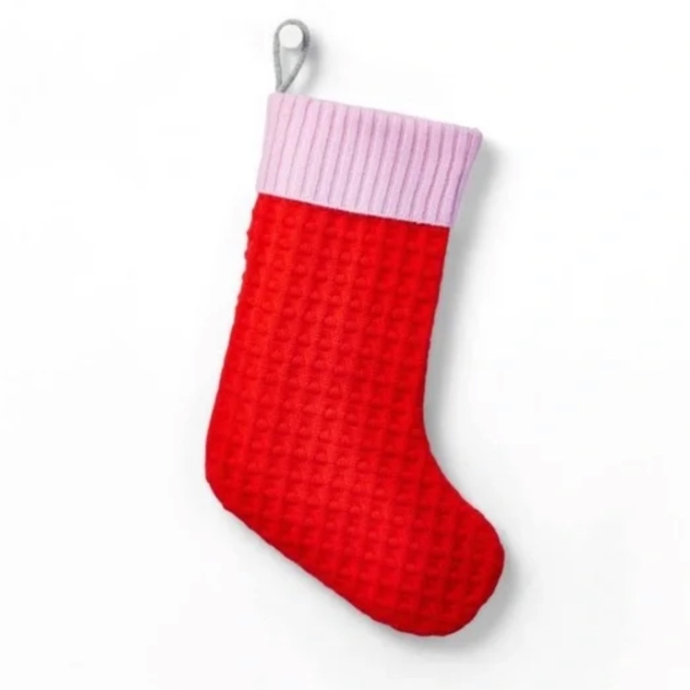 LEGO x TARGET Colorblock Holiday Stocking NEW Sweater Knit Red Pink